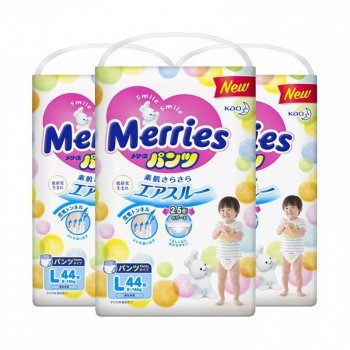 多码好价、双12预售：Merries妙而舒婴儿拉拉裤L44片3包装209.79元含税包邮（合69.93元/包）