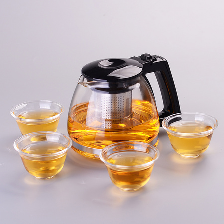 Heisou黑手玻璃茶壶1000ml+4个杯子12.9元包邮（需用券）￥13-天猫