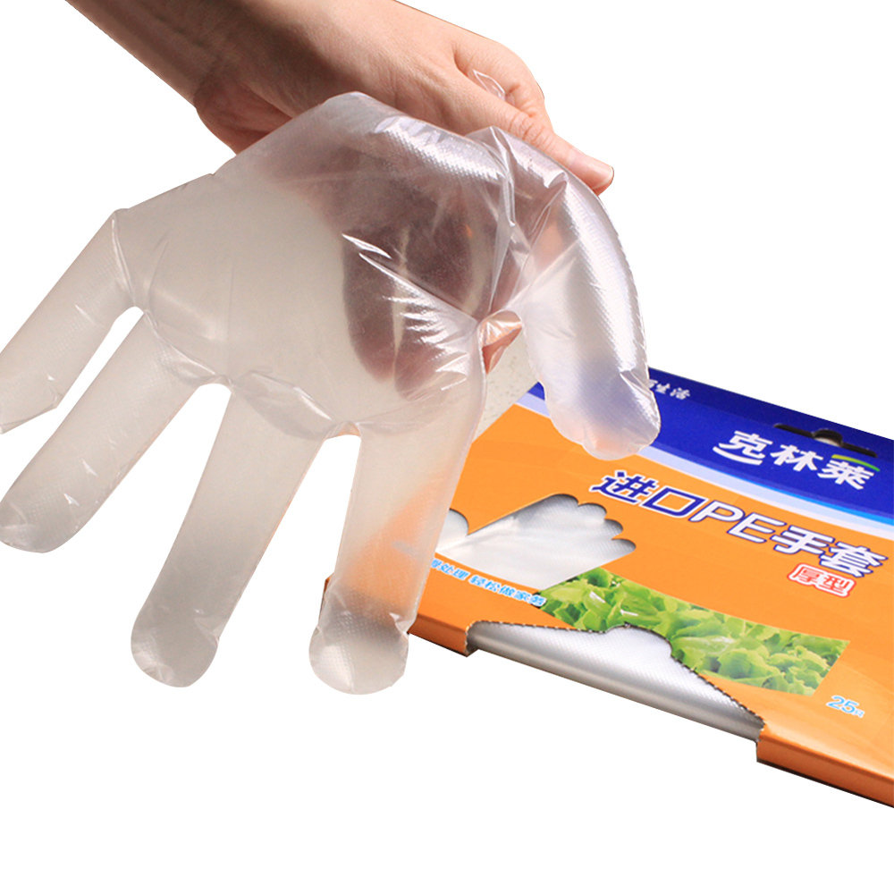 ￥24.02包邮克林莱进口加厚一次性手套餐饮美发手膜食品吃龙虾PE透明塑料薄膜-天猫