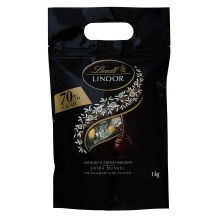 Lindt瑞士莲Lindor系列软心巧克力球特浓黑巧克力70%约80粒1kg装到手约162元