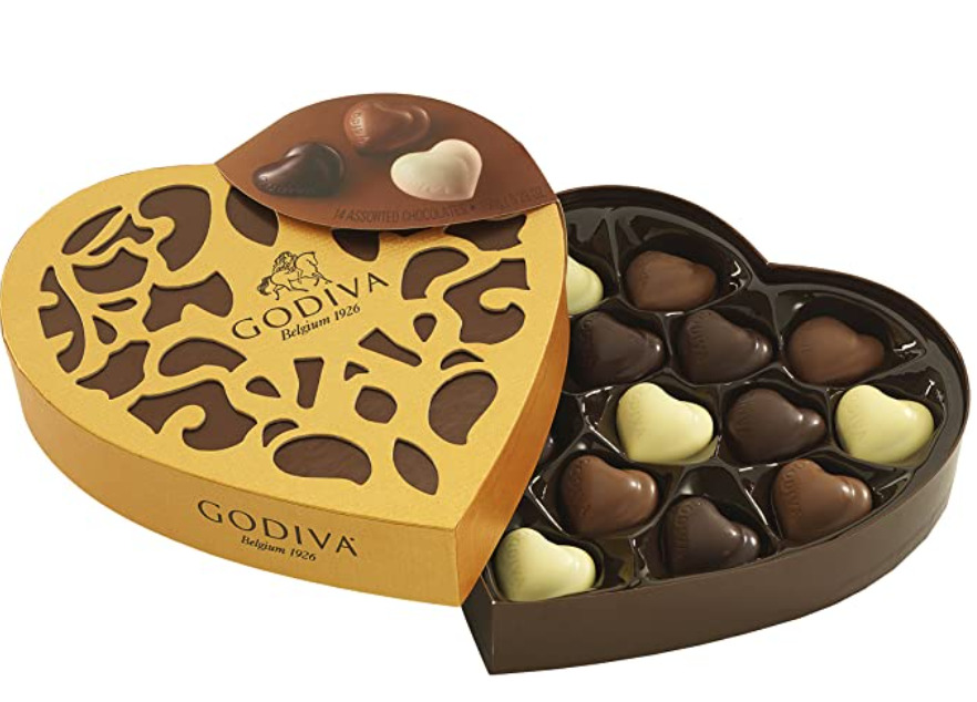prime会员！Godiva歌帝梵金装系列14颗巧克力心形礼盒装￥127.3
