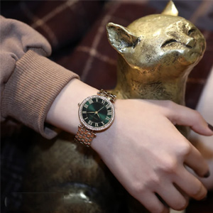 【亚马逊海外购】AnneKleinAK/2230GNGB复古风辐射绿镶钻手表凑单到手约￥171.59